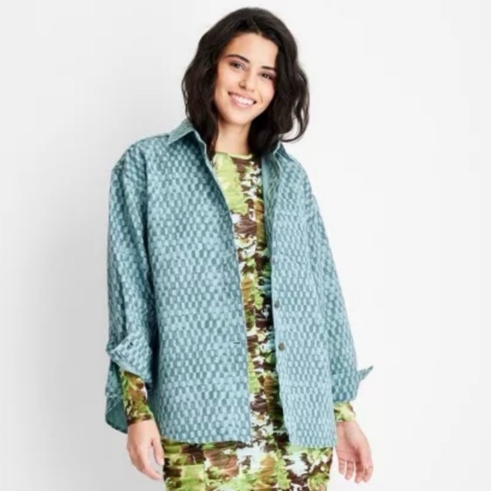 Future Collective Long Sleeve Checked Denim Shirt